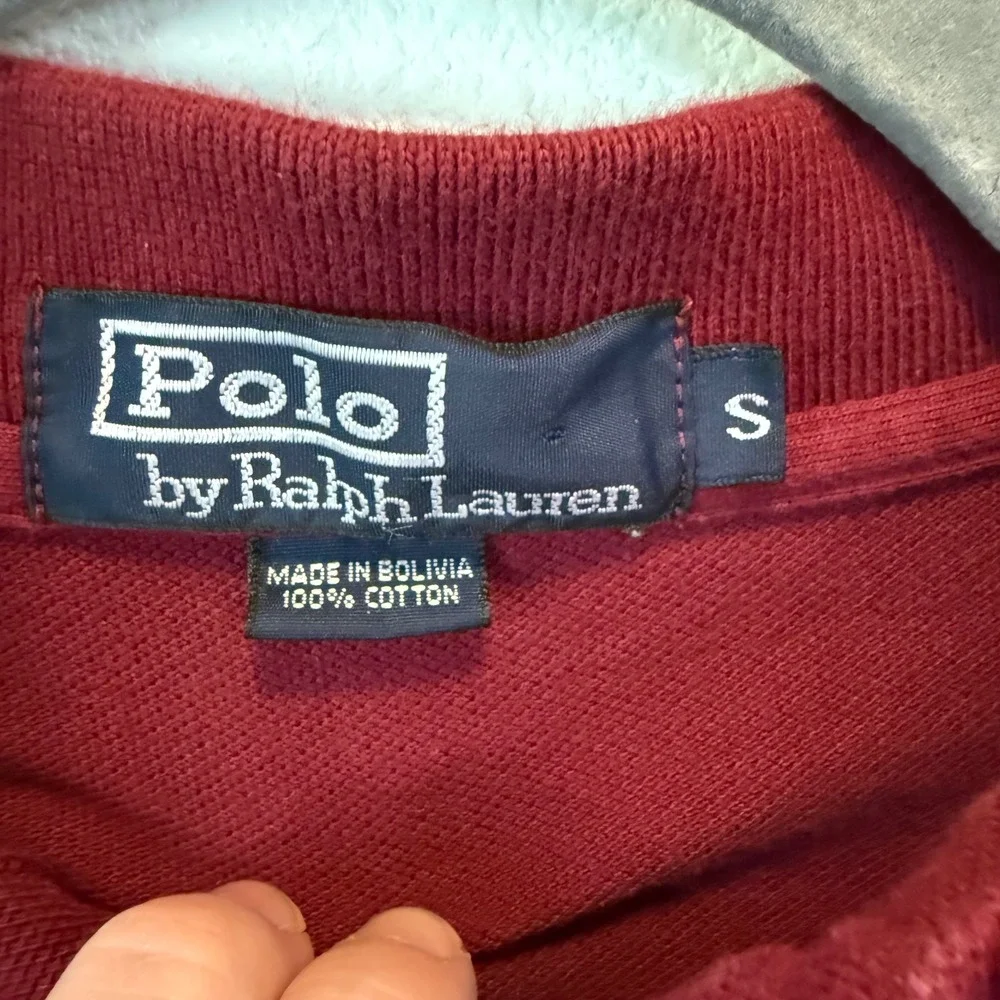 Vintage Polo by Ralph Lauren Classic Fit Burgundy Polo Shirt Mens Small 90s Y2K‎